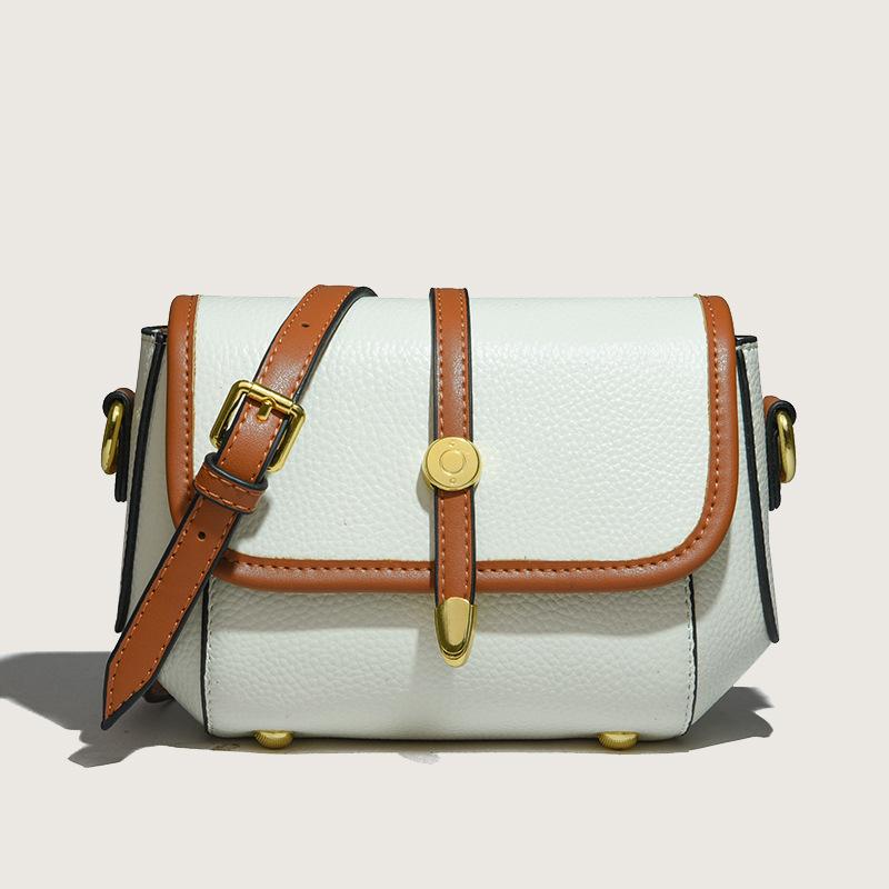 Leather High-End Women'S Bag Trendy Fashion Shoulder Messenger Bag First Layer Cowhide Small Square Bag