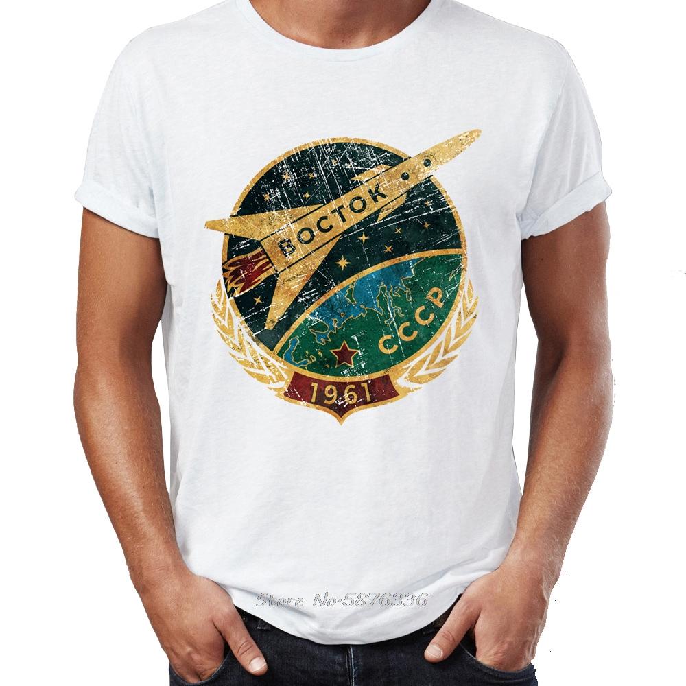 Mens T Shirt CCCP Russia Soviet Union USSR Era Space Interkosmos Boctok Rocket Buran Space Shuttle Tshirt Hip Hop Tees Tops S