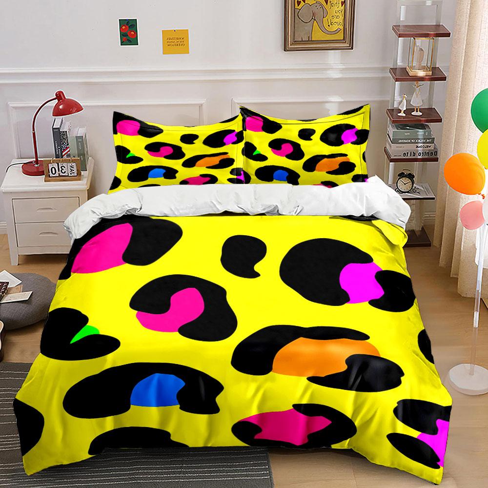 Colorful Leopard Print Bedding Bedding Duvet Cover Set Duvet Cover Pillowcases (1 * Duvet Cover 2 * Pillowcases, without duvet insert)