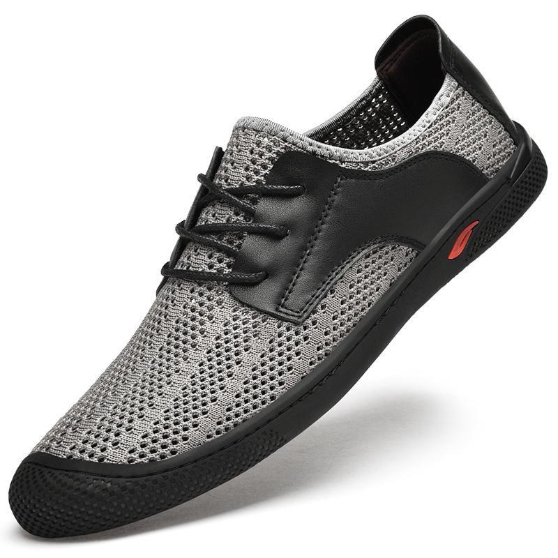 

Дышащая спортивная сетчатая обувь мужская сетчатая тонкая легкая обувь для бега и повседневной носки сетчатая обувь для пеших прогулок по бездорожью обувь большого размера 43 серый