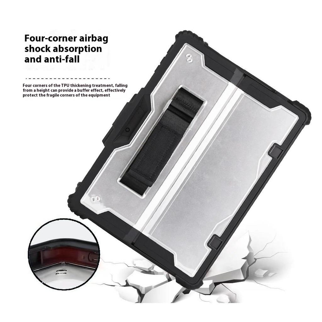 For Microsoft Surface Go 3/2 10.5 Inch/1 Protective Case PC TPU Clear Cover with Kickstand Pencil Holder (No Strap)
