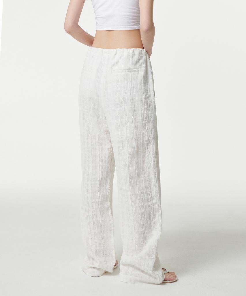 MUSINSA STANDARD WOMAN Women'S Plaid Lace Drawstring Wide Pants [Ivory]