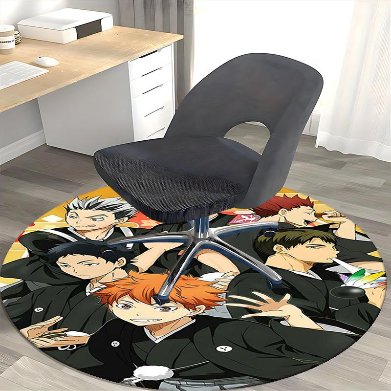 1pc Anime Cartoon Design Round Carpet for Office Chair Mat, NonSlip Rug Suitable for Home Decor, Living Room, Bedroom