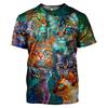 Painting Style Cat 3D Printed Pattern Animal Short Sleeved Street Men's Women's T-shirt