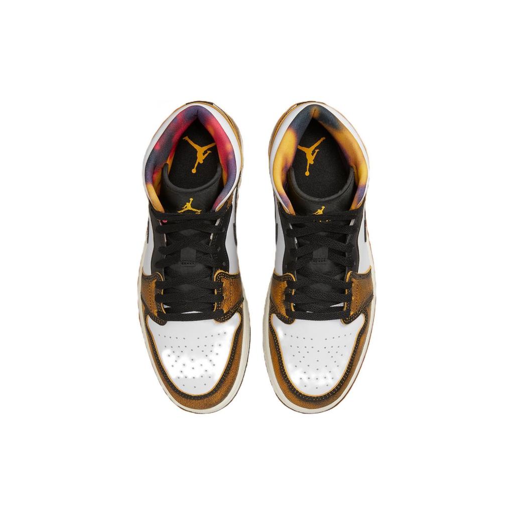 Air Jordan 1 Mid SE Wear-Away - Taxi Men Sneakers Black White Sail DQ8417-071
