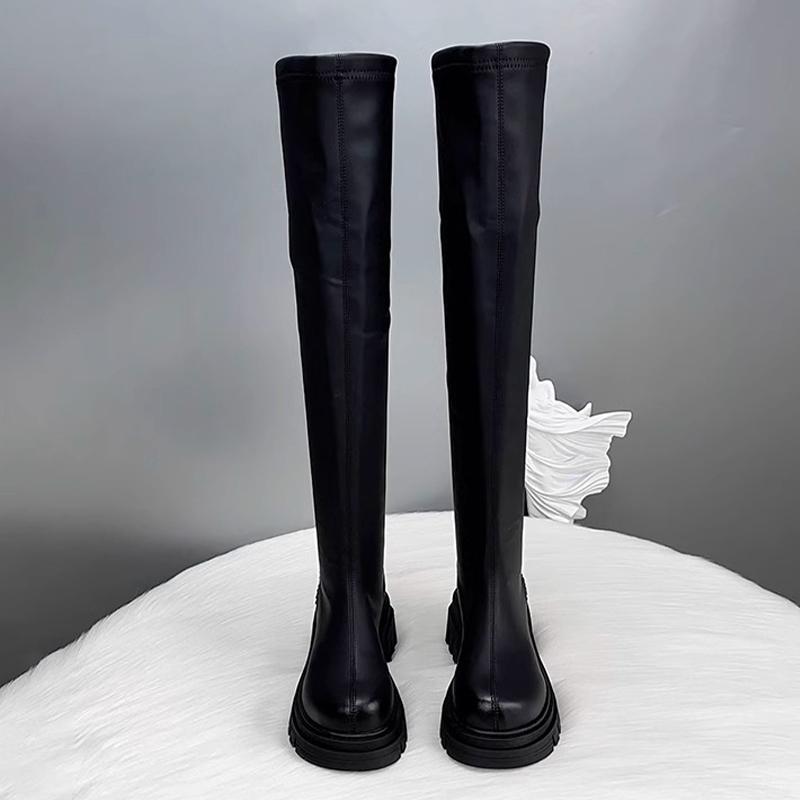 Fashion Flats Women Knee High Boots Platform Fashion Winter Shoes Designer New Woman High Boots 2025 New Brand Goth Mujer Chelsea Botas