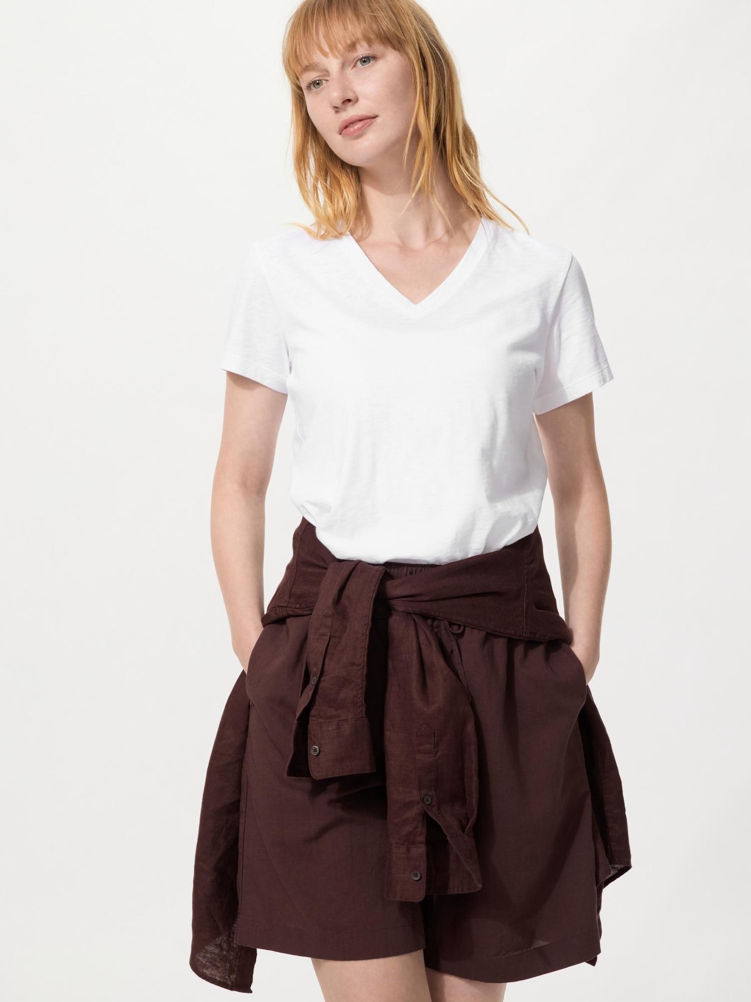 

Uniqlo Япония Хлопковая футболка с V-образным вырезом и фактурой 00 WHITE/XS