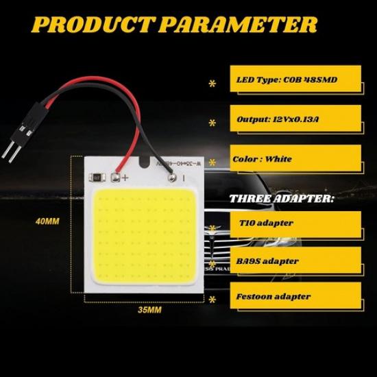 4-Pack White Led Panel Dome Light Lamp, Car Lights Color: White