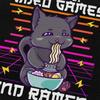 Powered By Video Games Ramen Anime Cat T Shirts Men 100 Cotton Tees Fathers Day Gift Tshirts ShortSleeve Tshirt Clothes