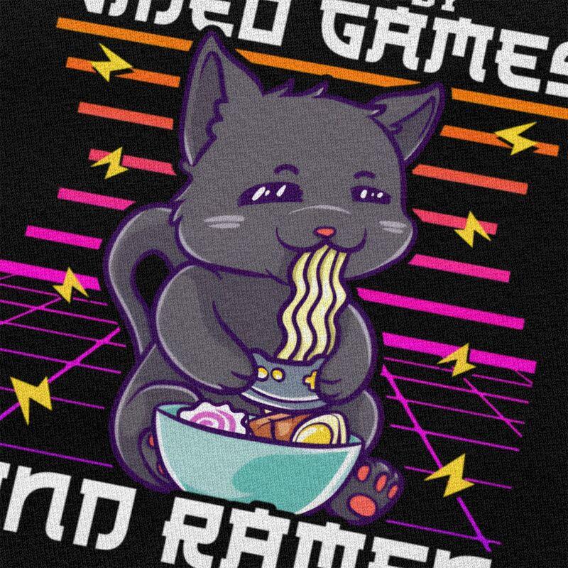 Powered By Video Games Ramen Anime Cat T Shirts Men 100 Cotton Tees Fathers Day Gift Tshirts ShortSleeve Tshirt Clothes