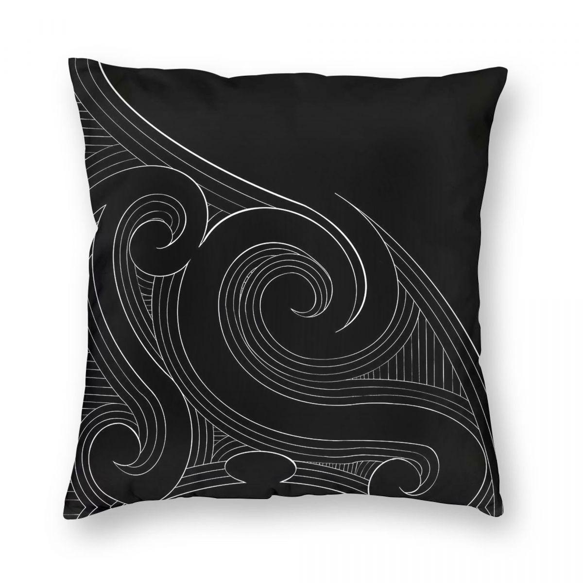Māori Flow New Zealand Pillowcase Polyester Linen Velvet Printed Zip Decorative Sofa Cushion Cover Peach skin 18*18(CM)-1Pcs