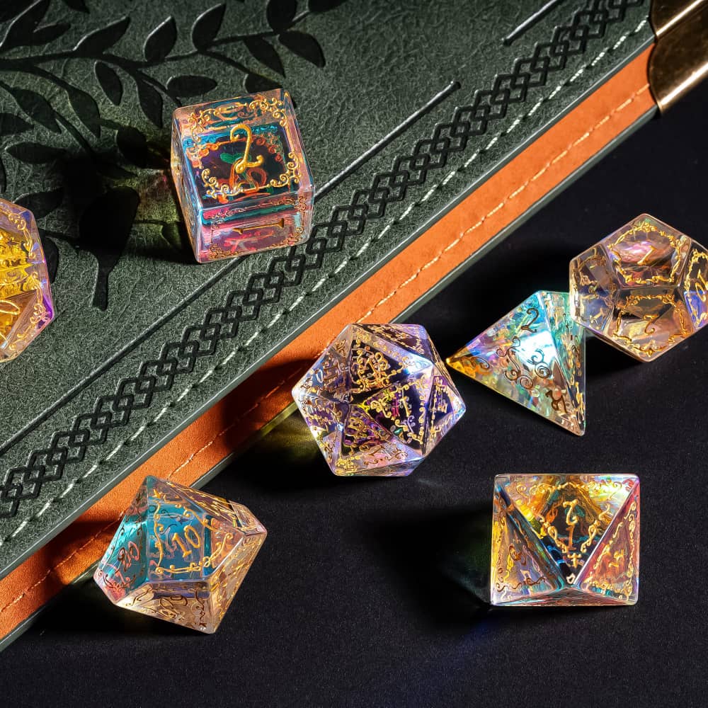 Cusdie Colorful Glass DND Dice, Handmade