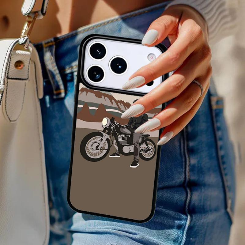 Cartoon Motorcycle Phone Case For iPhone 17 Air 14 15 13 12 Max Cover For Apple 14 15 16 16e 11 Pro Max Plus Coque