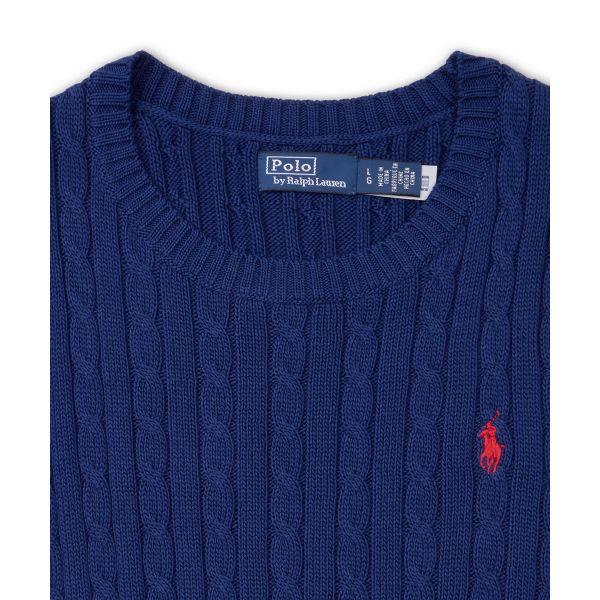 Polo Ralph Lauren Logo Haftowany Okrągły Dekolt Dopasowany Krótki Rękaw Dzianinowy Top Kobiety topy Niebieski WMPOSWENC021234-400