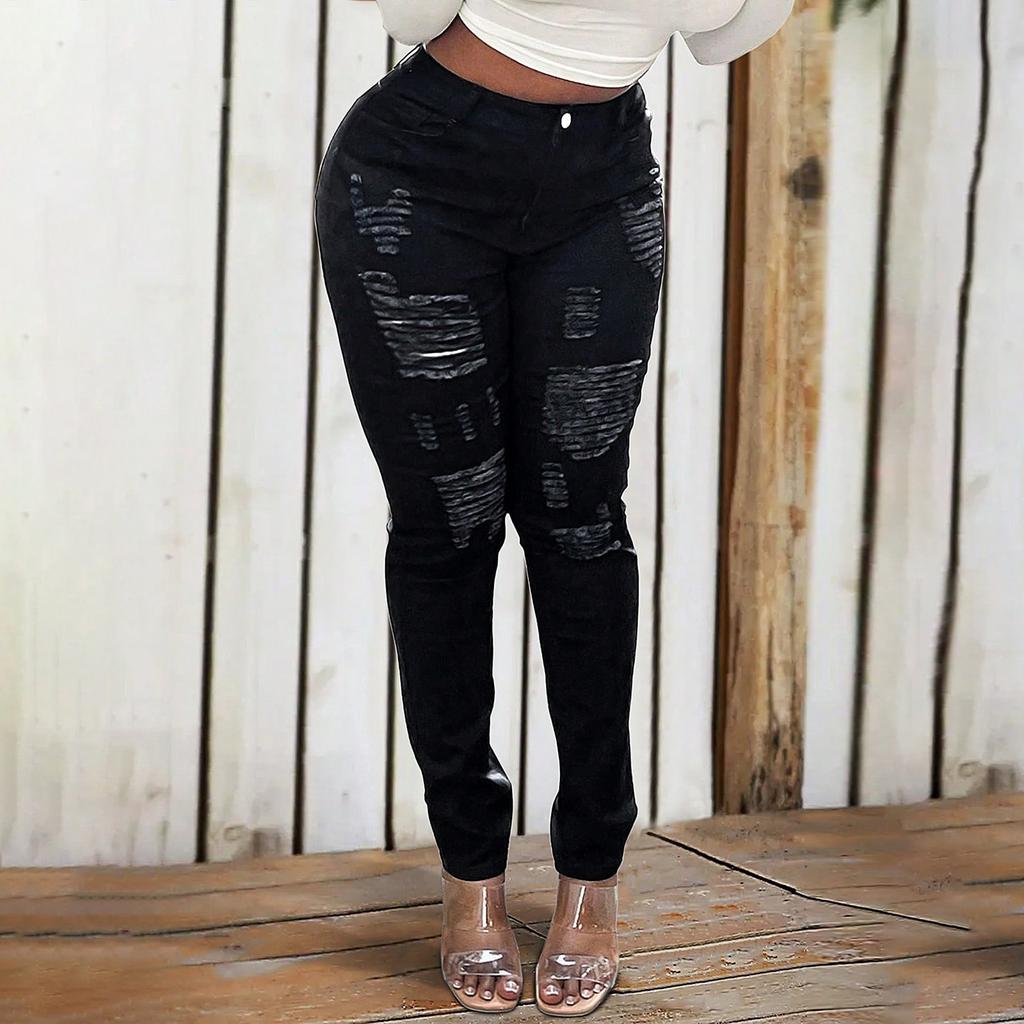 Women's Trousers Large Size Stretch Jeans Loose Semi-Elastic Pants
