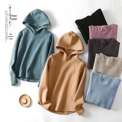 Women's Double-Sided Velvet Hooded Windproof Sweater for Autumn/Winter - Long Sleeve, Plus Velvet Thickened, Warm Brushed Jacket.