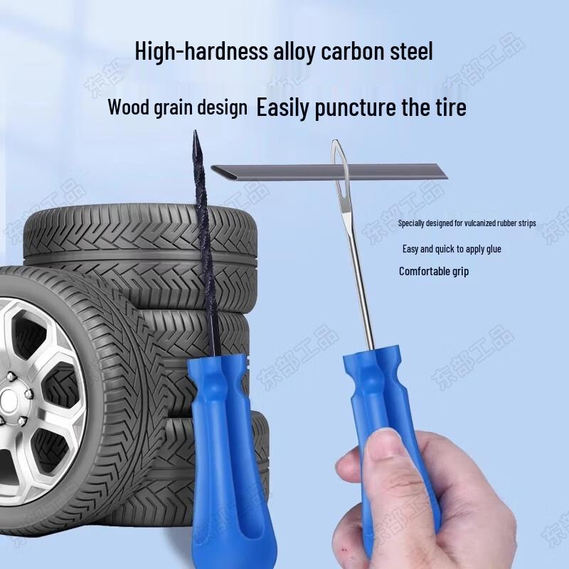 Emergency Tire Repair Tool Kit with Vulcanized Strips