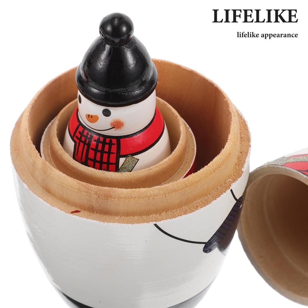 LIOOBO Matryoshka Russian Dolls, Handmade Traditional Wooden Toys, Decorative Accessories, Christmas, Birthday Gifts, 5-Piece Set (Snowman)