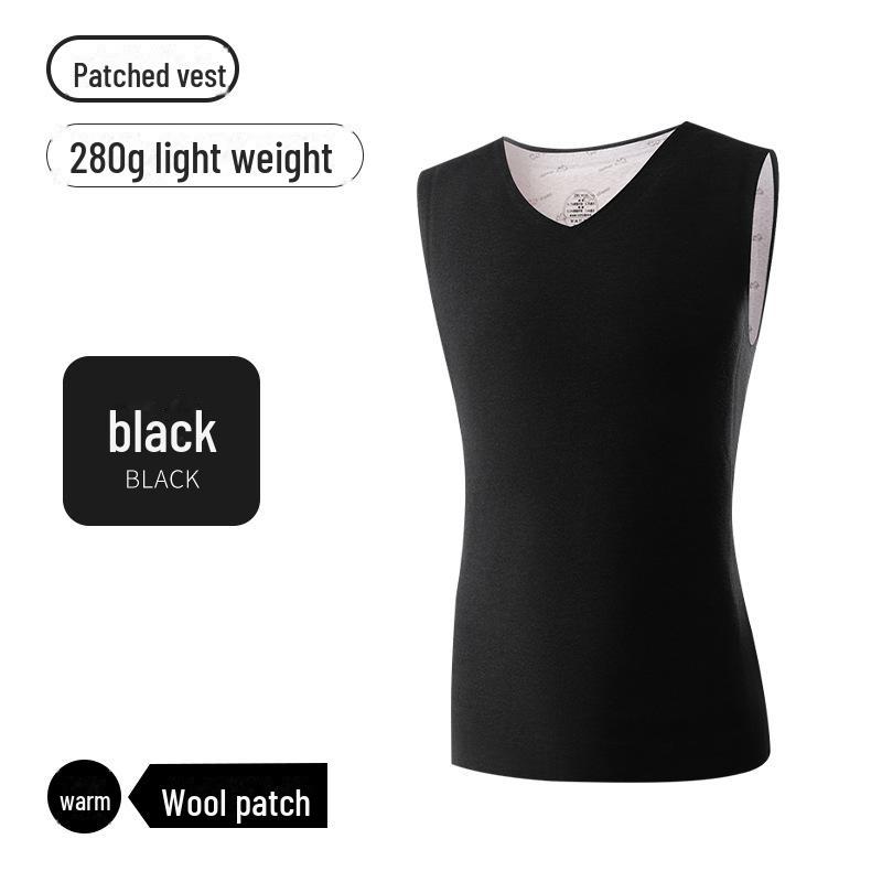 Colete de lã quente sem costura masculino - antibacteriano, lixado para outono e inverno