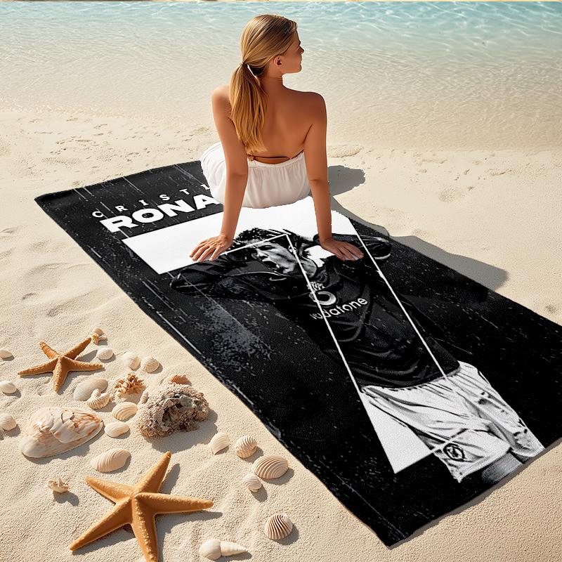 1Pc Ronaldo'S Legacy Black White Beach Towel Quick Dry Multiuse For Beach Pool Gym Yoga Home Travel Christmas Halloween Xmas Gift N1375