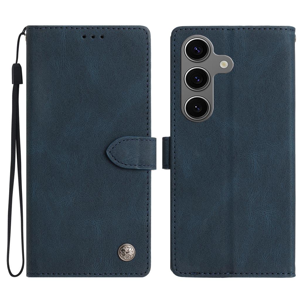 For Samsung Galaxy S24 Leather Case Solid Color Phone Wallet Cover