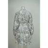 Women Elegant High Waist Tied Printed Long Sleeve A Line Short Dress