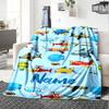 Custom Name Cute airplane Theme Printed Blanket - Perfect for Couch, Bed, Travel & Outdoor Use | Machine Washable, Cozy & Durable.