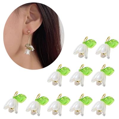 10 st Pärlklockorkidéer Hänge Stereoskopiskt Blad Blomsterberlock för DIY Halsband Armband Örhängen Smyckestillbehör
