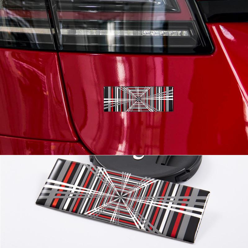 3D Aluminium Karomuster Heckemblem für Tesla Model 3/Y/S/X