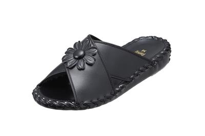 Pansy 9370 RoomPansy Indoor Room Size Black Slippers, Small,