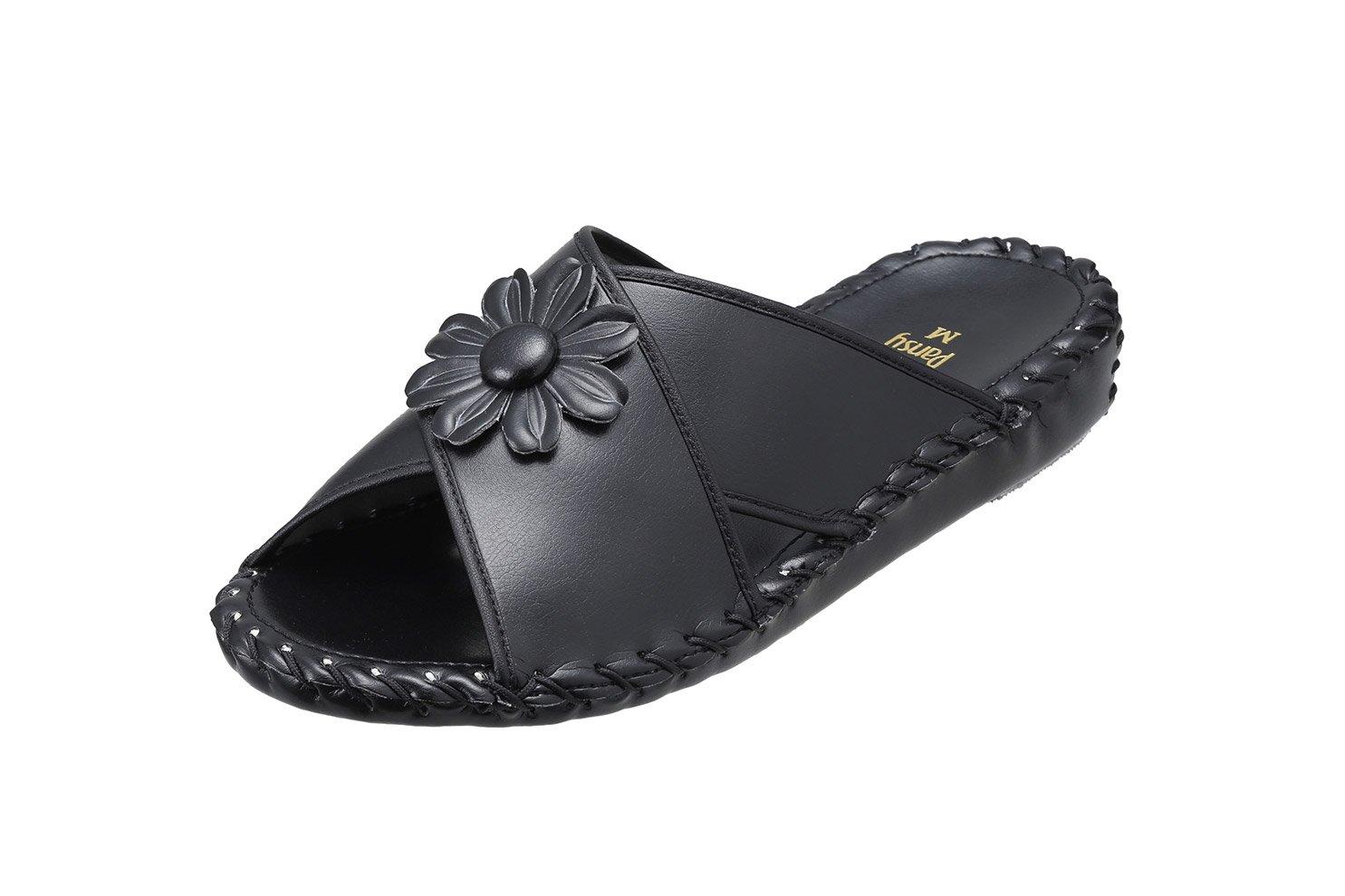 

Pansy 9370 RoomPansy Indoor Room Size Black Slippers, LL, чёрный