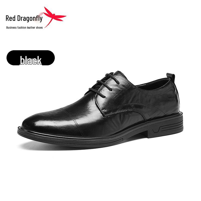 Red Dragonfly Men s Formal Leather Shoes - 2025 Spring Collection, Genuine High-End Business & Wedding Footwear 38 чёрный