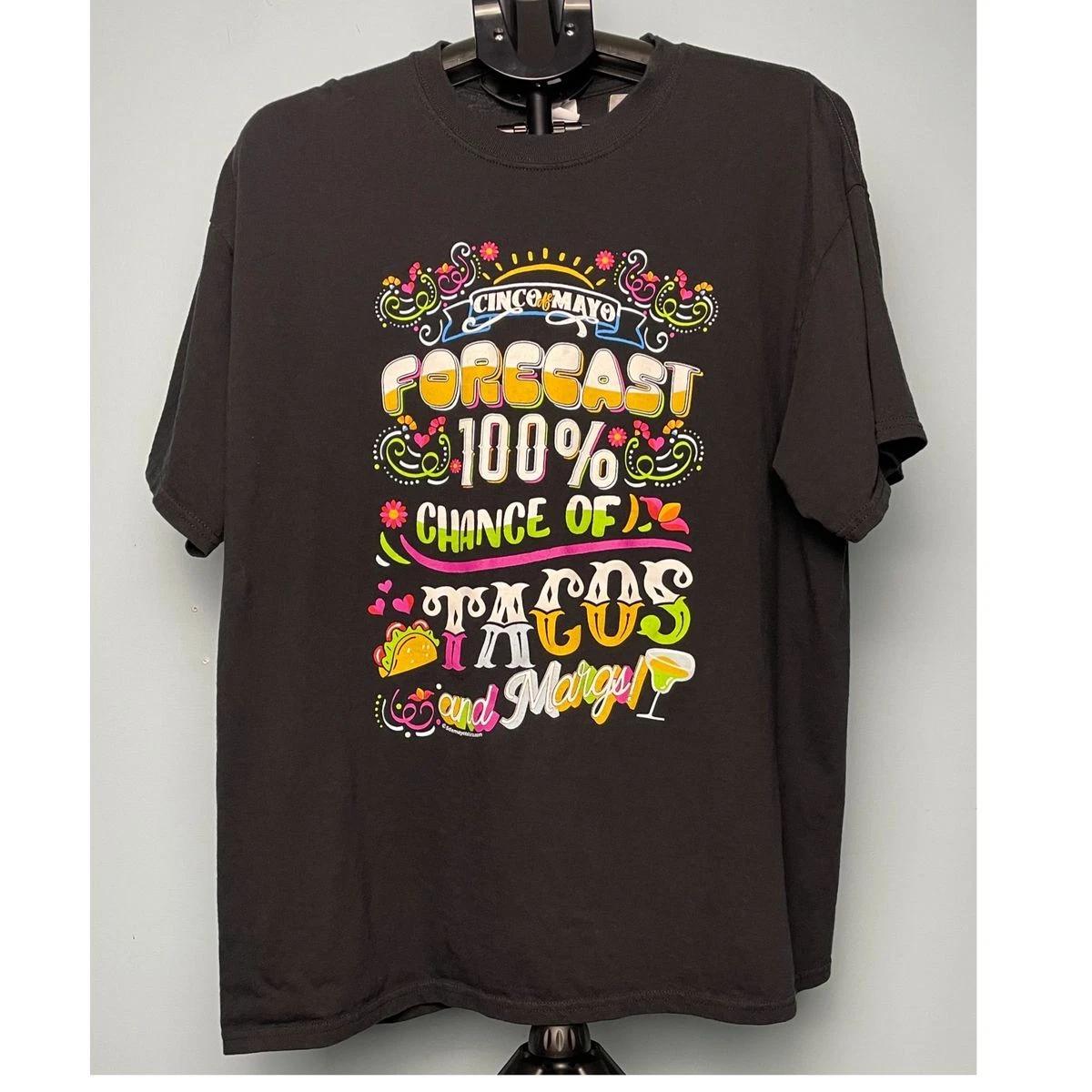 

Cinco de Mayo Tacos & Margi Tee XL Black Port & Co Funny Fiesta Shirt Grade A 2XL
