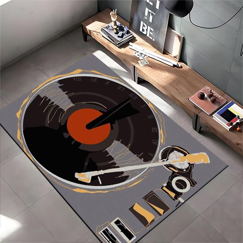 Vintage Record Player Illustration Rug - Non-slip rug suitable for living room and bedroom sofas