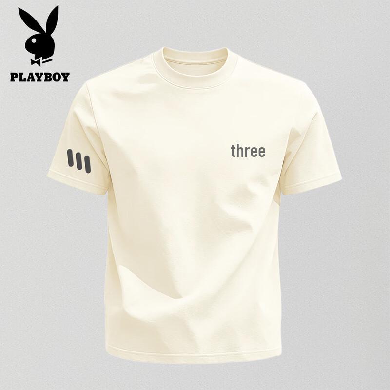 PLAYBOY Men s 2026 Summer Cotton Loose Fit Round Neck T-Shirt M