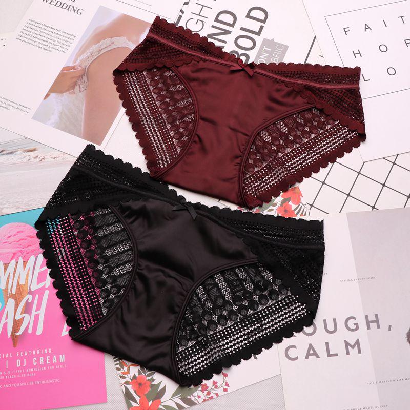 Nahtlose Damenunterwäsche, niedrige Taille, gekreuzte Spitzenhöschen, Damen-Dessous, Slips, atmungsaktive Baumwoll-Tangas, Höschen für Damen