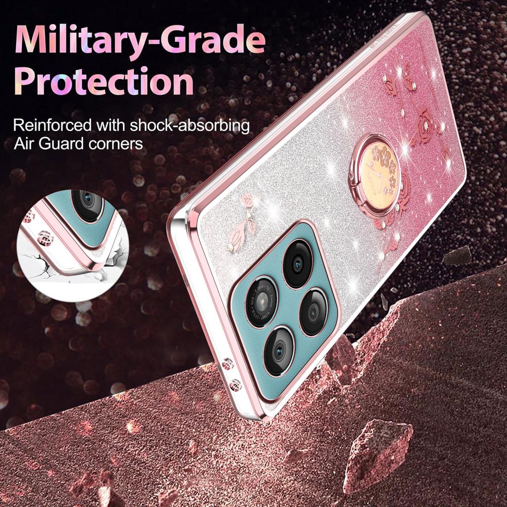 KADEM Phone Case with Ring Kickstand For Motorola Edge 60 Fusion 5G/Edge 60 5G/Edge 60s 5G TPU Cover Flowers Gradient Glitter