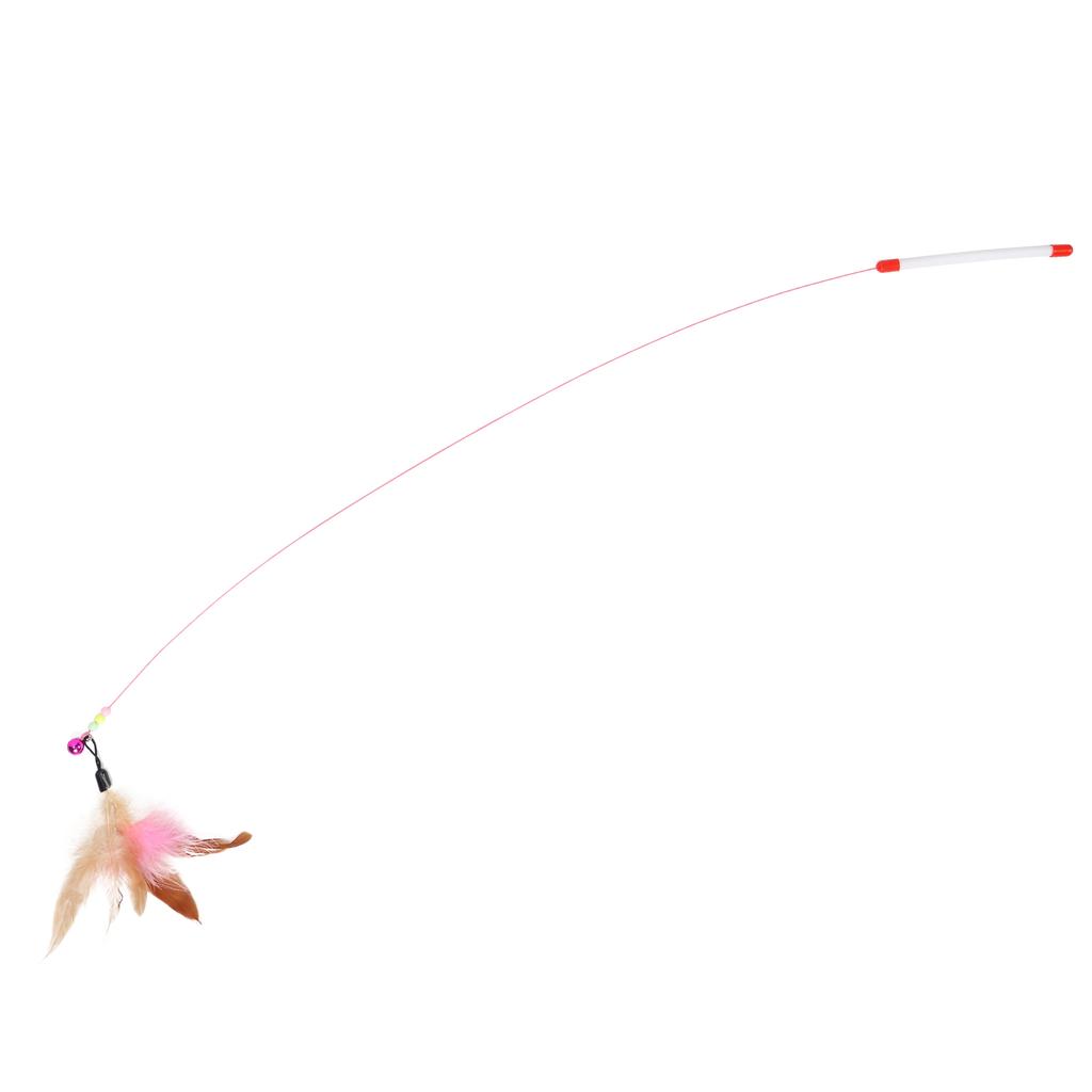 Pet Feather Teaser Retractable Wand Interactive Feather Toys Fishing Rod for Cats Play Exercise