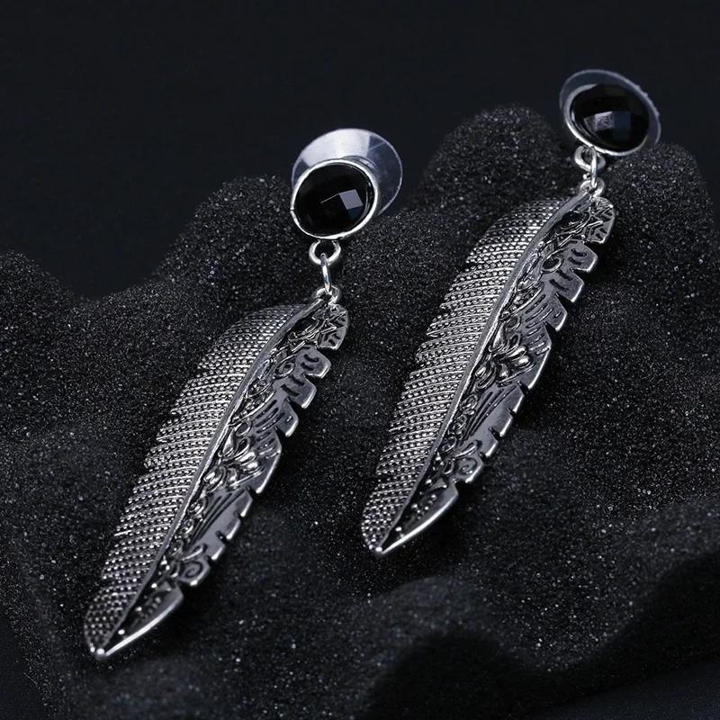 Women New Arrival Elegant Bohemian Vintage Feather Earring Summer Style Black Leaf Earring Pendant Accessories gift