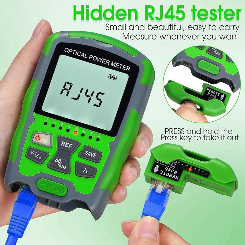 A95I-Rechargeable Portable Fiber Optic Cable Tester With RJ45 Network Testing MC70-VFL 30KM Fiber Optic Power Meter