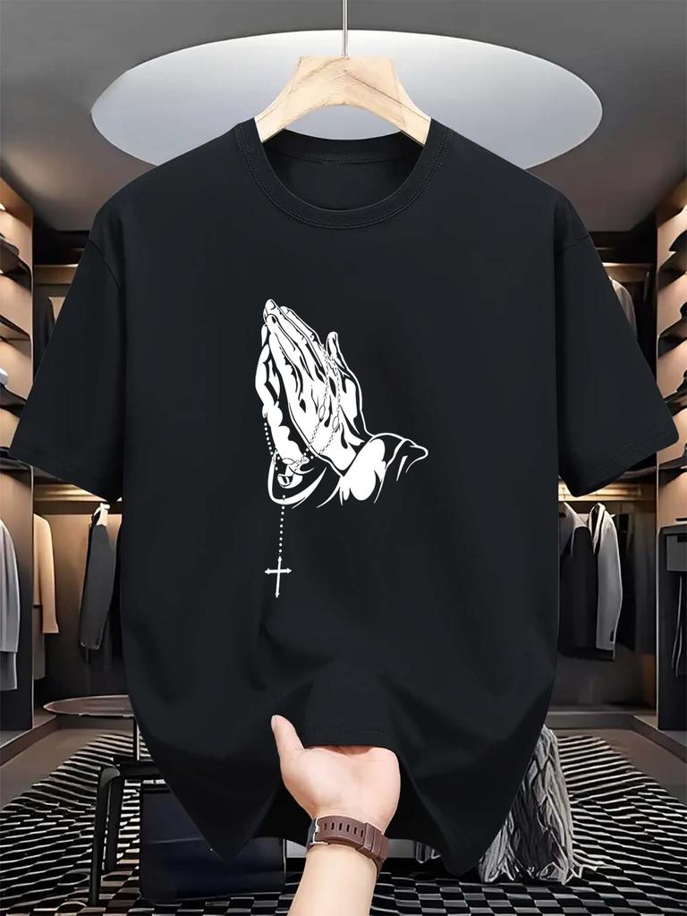 Men'S Casual Short Sleeve T-shirt,   Composition, Crew Neck, Slight Stretch, Summer Fashionable Tee