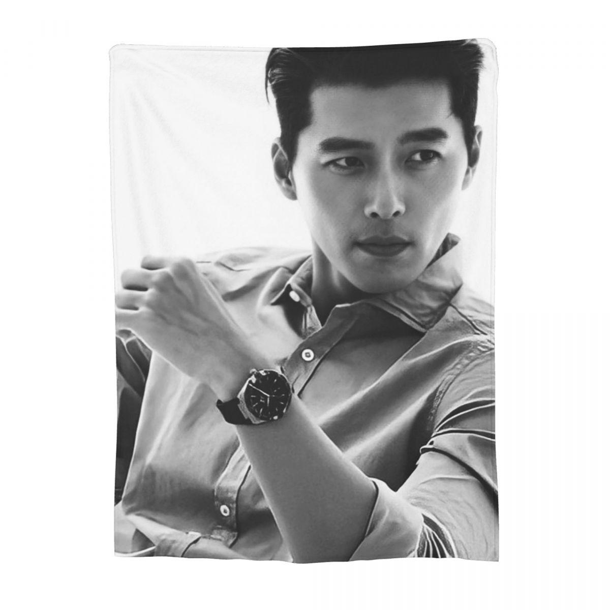 

Hyun Bin Kpop Blanket Soft Warm Flannel Throw Blanket Bedding for Bed Living room Picnic Travel Home Couch 80x120cm