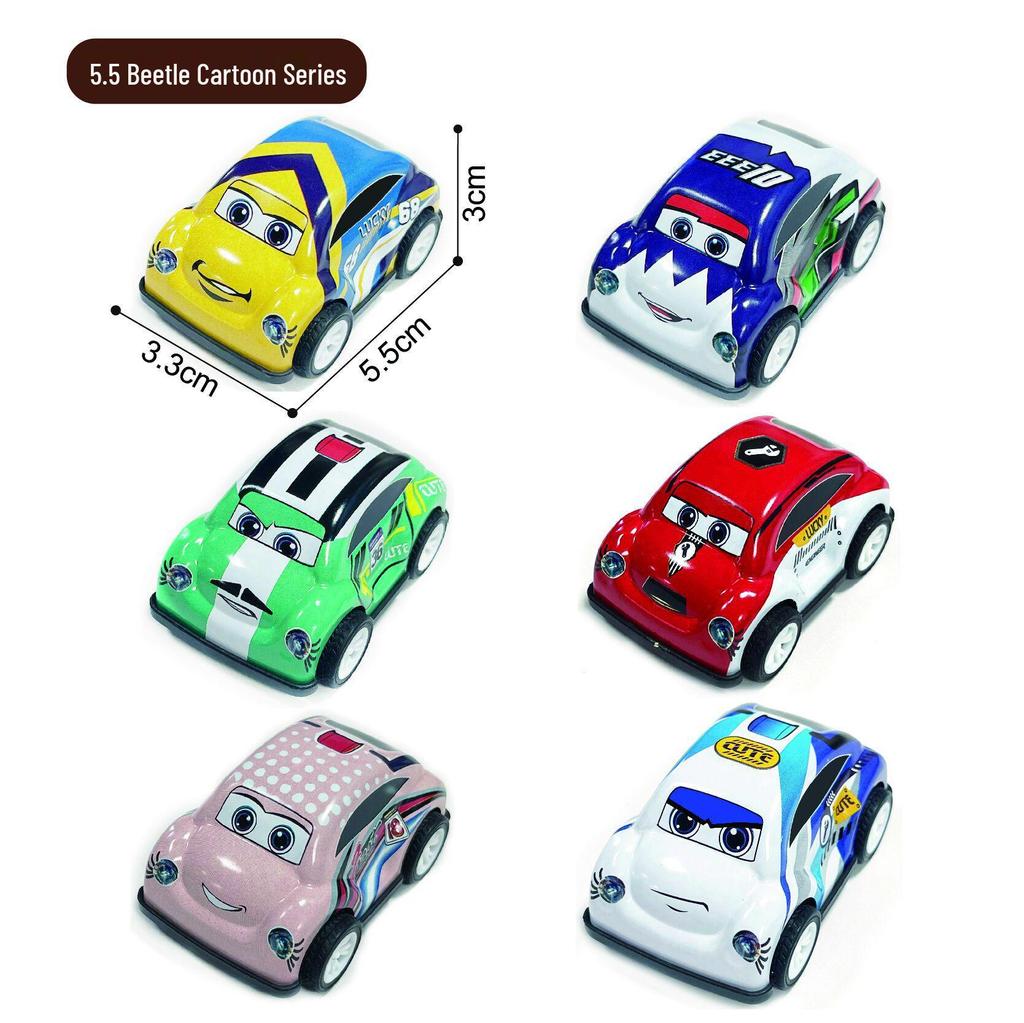 Mini Alloy Pull-Back Racing Car - Durable Tinplate, Inertia-Powered Toy for Boys