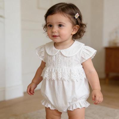 Korean Style Summer Baby Girl Bodysuit & Romper - Stylish Full Moon Crawling Outfit with Diaper Cover for Outings