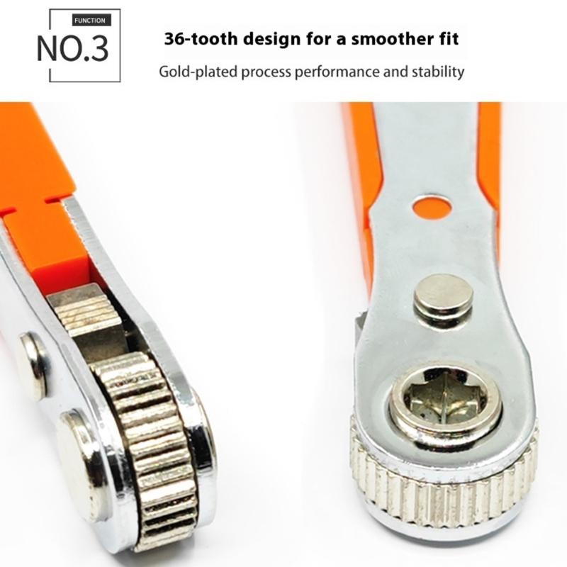 36 Teeth Right Angle Magnetic Tip Ratcheting Screwdriver with L Shape Socket Wrench and Bits Set For Tight Space Repairs