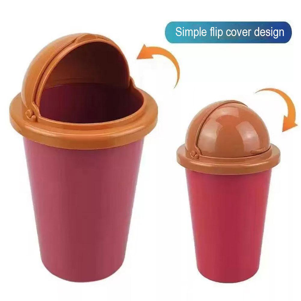 Universal Portable Car Trash Can Cute Mini Automotive Leakproof Vehicle Trash Bin With Swing Lid For Car Office Desktop F4T7