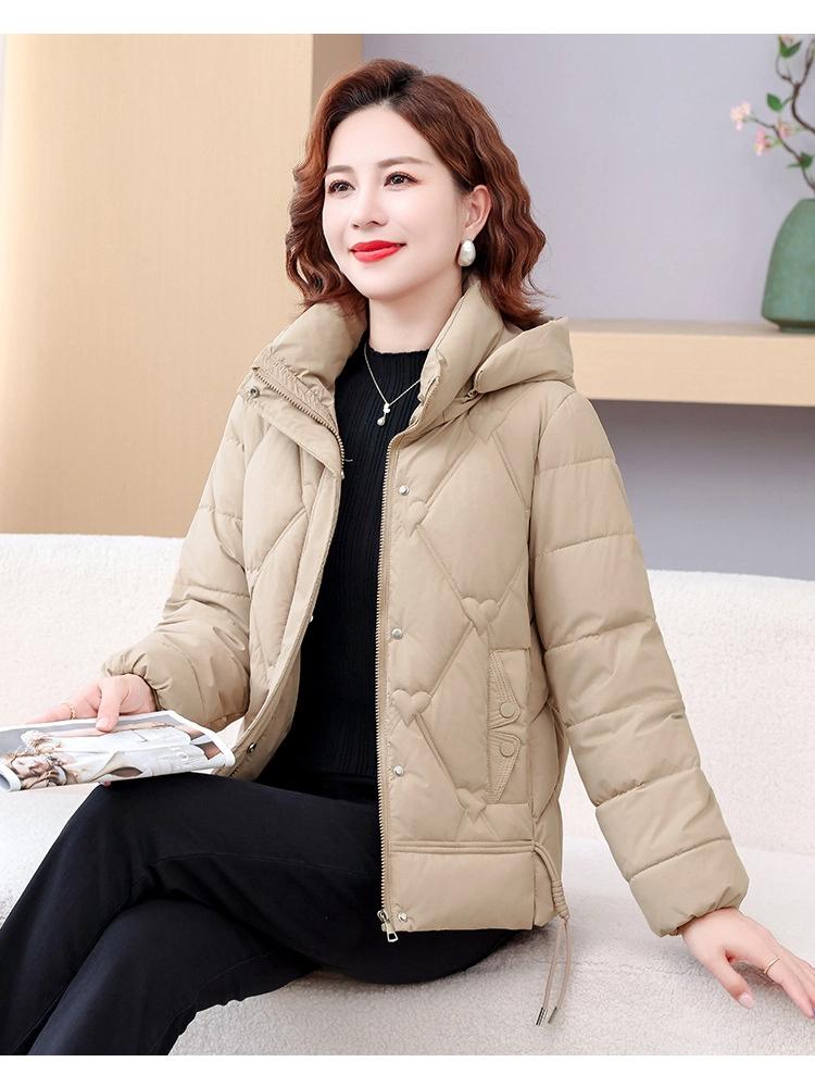 Jachetă de iarnă groasă și călduroasă pentru femei, scurtă, cu glugă detașabilă, rezistentă la vânt