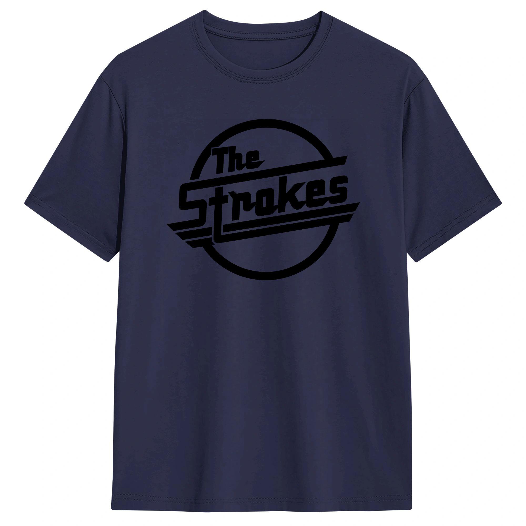 

Casual The Strokes Band TShirt Men Round Collar 100 Cotton T Shirt Short Sleeve Tees Adult Tops 4XL