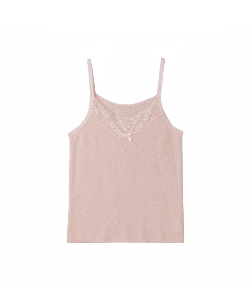 Mellotoli Heart Punching Sleeveless Knit Top (Deep Pink)