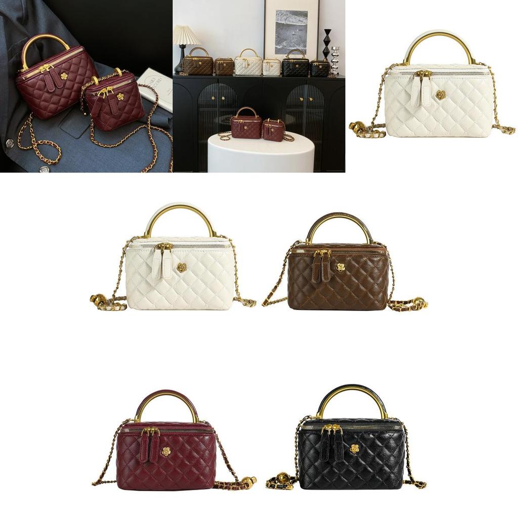 Pu Small Box Handbag With Quilted Design And Chain Handle For Urban Fashion